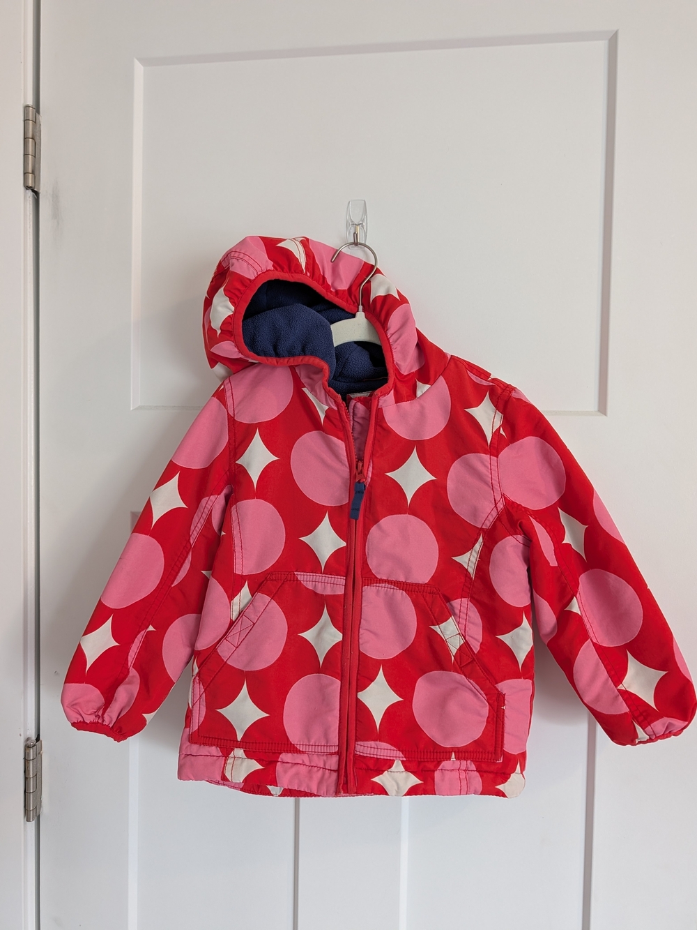Mini Boden Red Jacket with Pink Polka Dots
